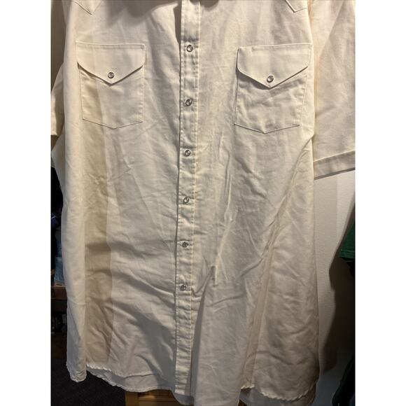 Ely Cattleman Vintage Men’s 20 White Cotton Blend Pearl Snap Western Shirt - Picture 8 of 12